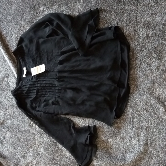 Charter Club bell sleeved pintucked sheer blouse NWT - Picture 1 of 8
